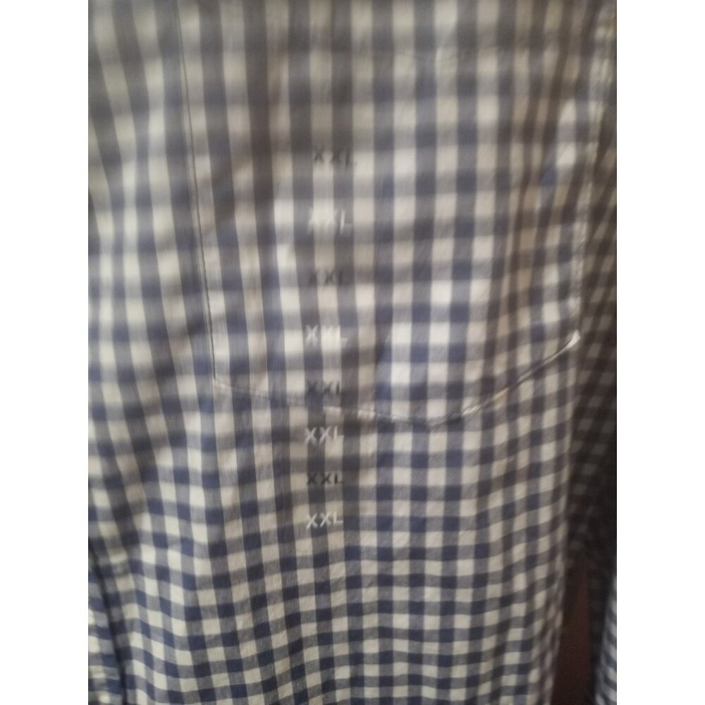 NWT Men's GAP Slim Fit Poplin Stretch Long Sleeve Shirt, Blue White Check 2XL - Picture 4 of 14